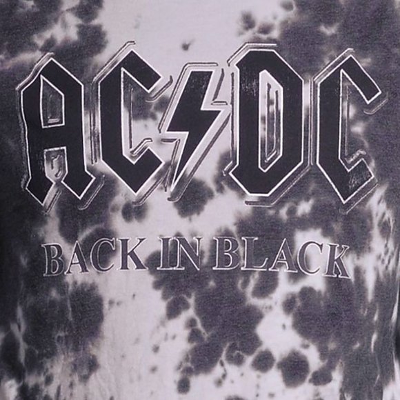 AC/DC Back in Black Tie Dye metal rock Official T-Shirt L NWT - Picture 2 of 4